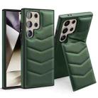 For Samsung Galaxy S22 Ultra 5G Down Jacket Card Bag Holder MagSafe Phone Case(Dark Green) - 1