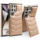 For Samsung Galaxy S24 Ultra 5G Down Jacket Card Bag Holder MagSafe Phone Case(Rose Gold) - 1