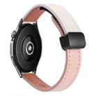 22mm Slim Magnetic Buckle Microfiber Leather Watch Band For Huawei Watch GT4 46mm(Pink+Apricot) - 1