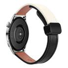 22mm Slim Magnetic Buckle Microfiber Leather Watch Band For Huawei Watch 3 Pro New(Black+Apricot) - 1
