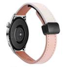 22mm Slim Magnetic Buckle Microfiber Leather Watch Band For Huawei Watch 3 Pro New(Pink+Apricot) - 1