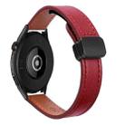 22mm Slim Magnetic Buckle Microfiber Leather Watch Band For Huawei Watch GT Runner(Wine Red) - 1