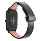 For Amazfit Watch Bip5 Small Waist 22mm Magnetic Microfiber Leather Watch Band(Black) - 1