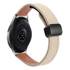 For Samsung Galaxy Watch 46mm 22mm Slim Magnetic Buckle Microfiber Leather Watch Band(Cream Apricot) - 1