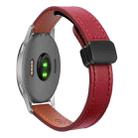 For Garmin Forerunner 255 Music 22mm Slim Magnetic Buckle Microfiber Leather Watch Band(Wine Red) - 1