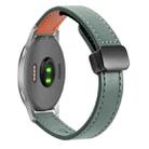 For Garmin Forerunner 255 Music 22mm Slim Magnetic Buckle Microfiber Leather Watch Band(Avocado Green) - 1