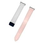 For Garmin Forerunner 255 Music 22mm Slim Magnetic Buckle Microfiber Leather Watch Band(Pink+Apricot) - 2