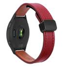 For Garmin Forerunner 265 Music 22mm Slim Magnetic Buckle Microfiber Leather Watch Band(Wine Red) - 1