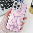 For iPhone 16 Pro Max Plating Glitter Texture TPU Phone Case with Lens Film(Purple Feathers) - 1