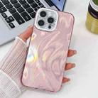 For iPhone 16 Pro Max Plating Glitter Texture TPU Phone Case with Lens Film(Pink Feather Yarn) - 1