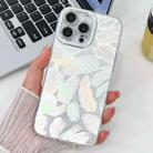 For iPhone 16 Pro Plating Glitter Texture TPU Phone Case with Lens Film(White Feathers) - 1