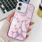 For iPhone 16 Plus Plating Glitter Texture TPU Phone Case with Lens Film(Purple Feathers) - 1