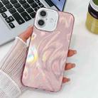 For iPhone 16 Plus Plating Glitter Texture TPU Phone Case with Lens Film(Pink Feather Yarn) - 1