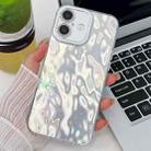 For iPhone 16 Plus Plating Glitter Texture TPU Phone Case with Lens Film(White Wrinkles) - 1