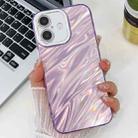 For iPhone 14 Plating Glitter Texture TPU Phone Case with Lens Film(Purple Water Ripples) - 1