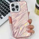 For iPhone 14 Pro Max Plating Glitter Texture TPU Phone Case with Lens Film(Pink Water Ripples) - 1