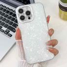 For iPhone 14 Pro Max Plating Glitter Texture TPU Phone Case with Lens Film(White Shell Grain) - 1