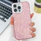 For iPhone 14 Pro Max Plating Glitter Texture TPU Phone Case with Lens Film(Pink Shell Pattern) - 1