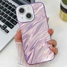 For iPhone 15 Plating Glitter Texture TPU Phone Case with Lens Film(Purple Water Ripples) - 1