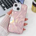 For iPhone 15 Plating Glitter Texture TPU Phone Case with Lens Film(Pink Feather Yarn) - 1