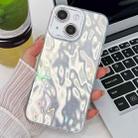 For iPhone 15 Plating Glitter Texture TPU Phone Case with Lens Film(White Wrinkles) - 1