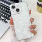 For iPhone 15 Pro Plating Glitter Texture TPU Phone Case with Lens Film(White Shell Grain) - 1