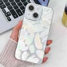 For iPhone 14 Plating Glitter Texture TPU Phone Case with Lens Film(White Feathers) - 1