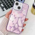 For iPhone 14 Plating Glitter Texture TPU Phone Case with Lens Film(Purple Feathers) - 1