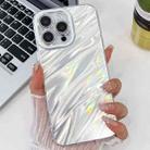 For iPhone 15 Pro Max Plating Glitter Texture TPU Phone Case with Lens Film(White Water Ripples) - 1