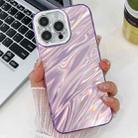 For iPhone 15 Pro Max Plating Glitter Texture TPU Phone Case with Lens Film(Purple Water Ripples) - 1