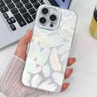 For iPhone 14 Pro Plating Glitter Texture TPU Phone Case with Lens Film(White Feathers) - 1