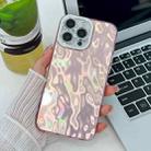 For iPhone 14 Pro Plating Glitter Texture TPU Phone Case with Lens Film(Pink Wrinkles) - 1