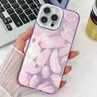 For iPhone 14 Pro Max Plating Glitter Texture TPU Phone Case with Lens Film(Purple Feathers) - 1