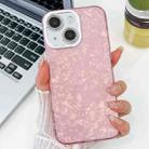 For iPhone 16 Plating Glitter Texture TPU Phone Case with Lens Film(Pink Shell Pattern) - 1