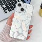 For iPhone 13 Plating Glitter Texture TPU Phone Case with Lens Film(White Feathers) - 1