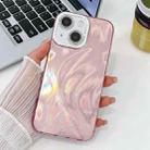 For iPhone 13 Plating Glitter Texture TPU Phone Case with Lens Film(Pink Feather Yarn) - 1