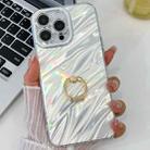 For iPhone 16 Pro Max Plating Glitter Texture Ring Holder TPU Phone Case with Lens Film(White Water Ripples) - 1