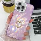 For iPhone 16 Pro Max Plating Glitter Texture Ring Holder TPU Phone Case with Lens Film(Purple Feather Yarn) - 1