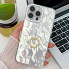 For iPhone 16 Pro Plating Glitter Texture Ring Holder TPU Phone Case with Lens Film(White Wrinkles) - 1