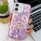 For iPhone 16 Plus Plating Glitter Texture Ring Holder TPU Phone Case with Lens Film(Purple Wrinkles) - 1