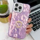 For iPhone 15 Pro Plating Glitter Texture Ring Holder TPU Phone Case with Lens Film(Purple Wrinkles) - 1