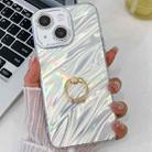 For iPhone 14 Plating Glitter Texture Ring Holder TPU Phone Case with Lens Film(White Water Ripples) - 1