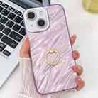 For iPhone 13 Plating Glitter Texture Ring Holder TPU Phone Case with Lens Film(Purple Water Ripples) - 1