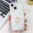 For iPhone 13 Plating Glitter Texture Ring Holder TPU Phone Case with Lens Film(White Shell Grain) - 1