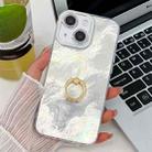 For iPhone 13 Plating Glitter Texture Ring Holder TPU Phone Case with Lens Film(White Tinfoil Texture) - 1