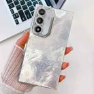 For Samsung Galaxy S24 FE 5G Plating Glitter Texture TPU Phone Case with Lens Film(White Tinfoil Texture) - 1