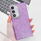 For Samsung Galaxy S24+ 5G Plating Glitter Texture TPU Phone Case with Lens Film(Purple Shell Pattern) - 1