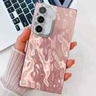 For Samsung Galaxy A55 5G Plating Glitter Texture TPU Phone Case with Lens Film(Pink Wrinkles) - 1