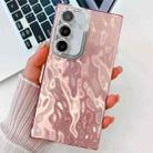 For Samsung Galaxy A35 5G Plating Glitter Texture TPU Phone Case with Lens Film(Pink Wrinkles) - 1