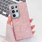 For Samsung Galaxy S24 FE 5G Plating Glitter Texture TPU Phone Case with Lens Film(Pink Shell Pattern) - 1